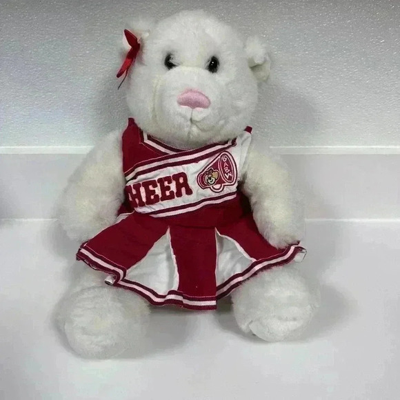 Build A Bear!! Vintage Cheerleader Teddy Bear Plush Cheer White & Red Outfit - Picture 2 of 15